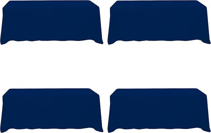 BRILLMAX 4 Pack Navy Blue Tablecloths 90x156 Inch for 8ft Rectangle Tables | 150 GSM Polyester Fabric, Floor Length Drop, Water, Stain & Wrinkle Resistant Cloth Cover for Wedding Reception Banquet Party