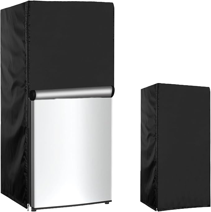 Mini Refrigerator Cover 21''W x 21''D x 46''H,Suitable for 4.0-4.5 Cu.Ft Mini Fridge/Small Refrigerator, 600D Oxford Washable, Reusable, Front can be opened, Black