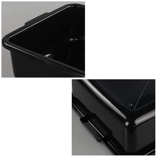Teyyvn 13 L Plastic Bus Box, Commercial Wash Basin Tote Box, 4-Pack, Black