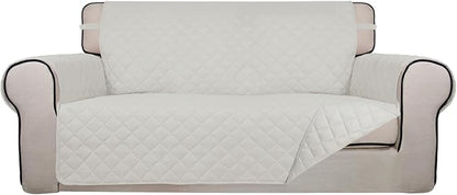 PureFit Reversible Quilted Couch Covers for Dogs Loveseat Sofa Cover 54" | Ivory/Ivory, Water Resistant Couch Protector, Washable Pet Couch Cover with Non Slip and Elastic Straps For Kids