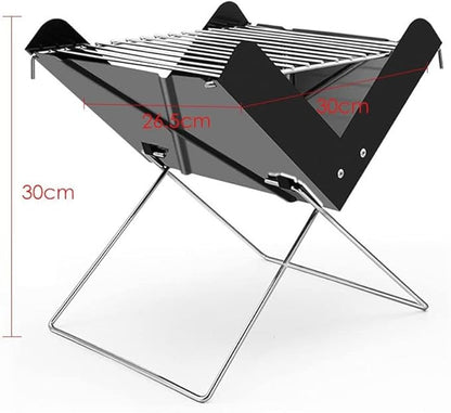 Portable Charcoal Grill X-Shaped Foldable BBQ Stove, Stainless Steel Camping BBQ Grills for Outdoor Barbecue Grill Picnic Backpacking, Compact Charcoal Grills BBQ for 1-3 People,A-1