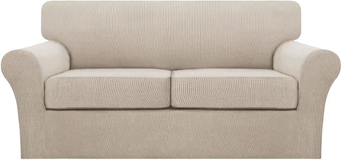 Turquoize 3 Piece Sofa Covers for 2 Cushion Couch Sofa Slipcover Soft Couch Cover for Dogs-Washable Sofa Furniture Covers with 2 Individual Cushion Covers, Feature Fabric (2 Cushion Sofa,Island Fossi)