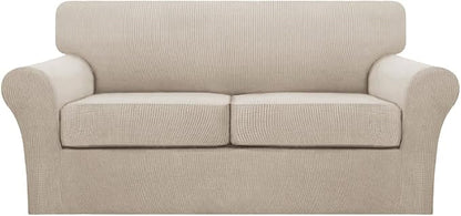 Turquoize 3 Piece Sofa Covers for 2 Cushion Couch Sofa Slipcover Soft Couch Cover for Dogs-Washable Sofa Furniture Covers with 2 Individual Cushion Covers, Feature Fabric (2 Cushion Sofa,Island Fossi)