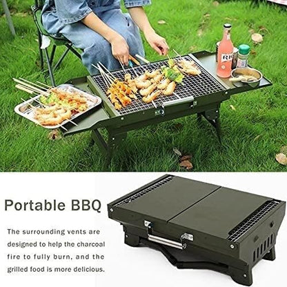 Portable Charcoal Grill Portable Charcoal BBQ Grill Collapsible Portable Grill Camping Outdoor Cooking Tools Portable Grill BBQ Grill for Outdoor(Silver)