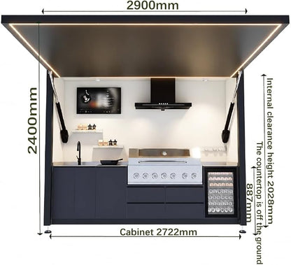 Sunnyjoy Modular Outdoor Kitchen Flip, Premium Aluminum Cabinet System-3 | MAX flip cover vesion with grill, sink & storage, durable weather-resistant design, includes flip-top set for protection
