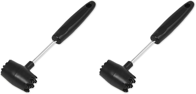 Chef Craft Select Meat Tenderizer, 9.5 inch, Stainless Steel/Black (Pack of 2)