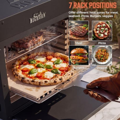 BIG HORN 1500°F Infrared Steak Grill - Portable Propane Gas Grill & Salamander Broiler for Steakhouse-Quality Searing, 16-Inch, Black