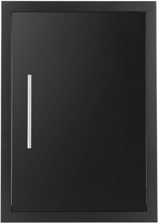 JIE JIN Outdoor Kitchen Doors 17" W X 24" H Single Doors 1.2mm Thickness Stainless Steel BBQ Access Door BBQ Island Doors Outdoor Kitchen Accessories Door for Outdoor Kitchen BBQ Island (Black)