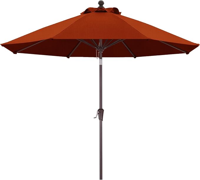MASTERCANOPY 9ft Olefin 5-Year-Non-Fading Patio Umbrella Orange | UV/Water/Fade-Resistant Canopy, Vented Top, 8 Fiberglass Ribs – Ideal For Deck, Yard, Market