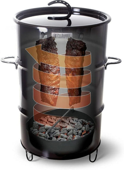 Pit Barrel Cooker Classic Package - 18.5 Inch Drum Smoker | Porcelain Coated Steel BBQ Grill | Includes 8 Hooks, 2 Hanging Rods, Grill Grate and More