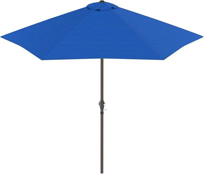 Sunline 9 ft Patio Umbrella with Crank & Push Button Tilt, Outdoor Market Umbrella with UV Protection & Wind Vent and Fiberglass Ribs, Metal Frame for Deck, Pool & Table, Pacific Blue
