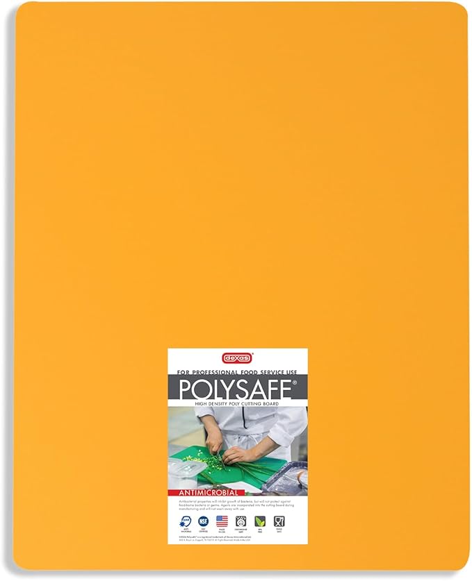 Dexas NSF Certified Polysafe Pastry Board, 16 x 20 inches, Reversible Kitchen Cutting Board, Yellow