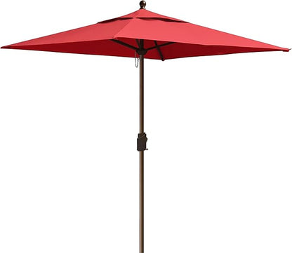 EliteShade USA 10-Year-Non-Fading 6x6Ft Square Market Patio Umbrella, UPF 50+ UV Protection Performance Sun Umbrella, Heavy Duty Commercial Grade Outdoor Table Umbrella with Crank, Windproof Vented Top for Garden, Pool, Deck and Outdoor Playsets, Logo Red