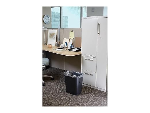 Rubbermaid Commercial Products Resin Wastebasket/Trash Can, 7-Gallon/28-Quart, Black, Plastic, for Bedroom/Bathroom/Office, Fits Under Desk/Sink/Cabinet