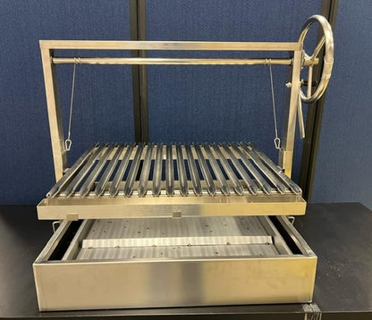 Santa Maria Grill Built in BBQ Cooking Grill -Argentine Barbecue V grate adjustable height- 36 by 26 inch