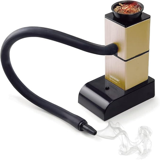 Whiskey Smoking Kit, Portable Cocktail Smoking Kit. Smoke Infuser with 4 Flavors Wood Chips & Cleaning Brush Suitable for Meat, Fish, Bar, Parties BBQ，Smoker Gold