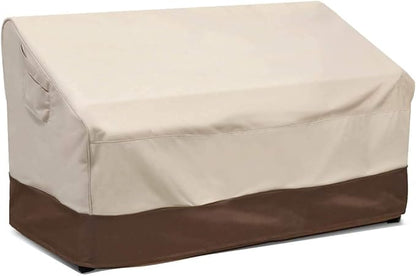 VAILGE 2-Seater Heavy Duty Patio Deep Bench Loveseat Cover,100% Waterproof Outdoor Deep Sofa Cover, Lawn Patio Furniture Covers with Air Vent, Medium (Deep), Beige & Brown