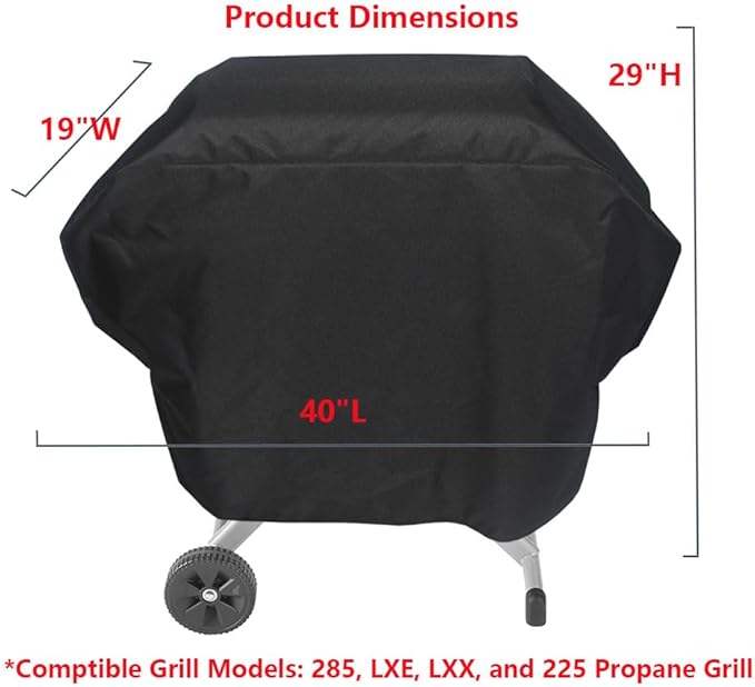 Mini Lustrous Grill Cover Compatible with Coleman Roadtrip Grill Model 285, LXE, LXX, and 225, Outdoor Waterproof Fade-Resistant Replacment Grill Cover, Black