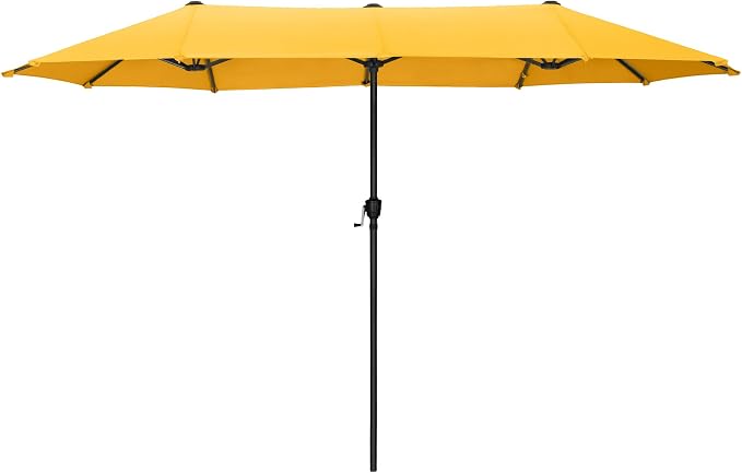 HERA'S PALACE 13 ft Large Double-Sided Twin Patio Umbrella, Outdoor Market Umbrella with Crank Handle, Powerful UV Protective, Gold Yellow