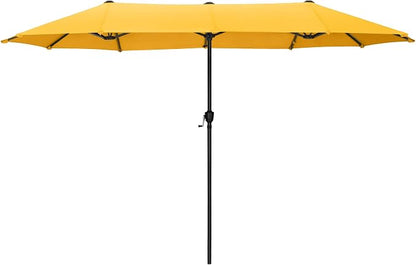 HERA'S PALACE 13 ft Large Double-Sided Twin Patio Umbrella, Outdoor Market Umbrella with Crank Handle, Powerful UV Protective, Gold Yellow