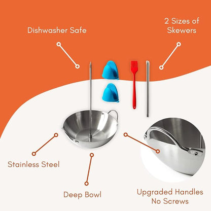 Vertical Skewer for Tacos Al Pastor, BBQ Hack Vertical Skewer Stand for Oven Shawarma Kebabs, Grill or Smoker; 2 Sizes of Stainless Steel Skewers, Basting Brush and Pair of Silicone Oven Mitts