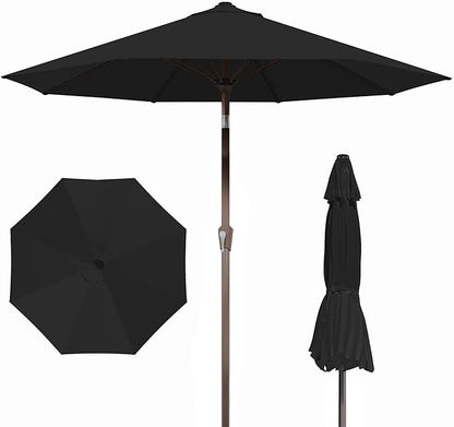 PatioKingdom Auto-Tilt 9FT Patio Umbrella Outdoor with 8 Sturdy Fiberglass Ribs,Market Table Umbrella for Pool,Backyard,Deck and Garden