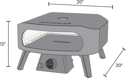 Cozze 13" Classic Portable Outdoor Pizza Oven - Fire & Stonebaked 13 Inch Pizzas in 60 Seconds - 28mbar Propane Gas Oven, Oven Door, Cordierite Pizza Stone, Built-in Thermometer, Gas Hose & Regulator