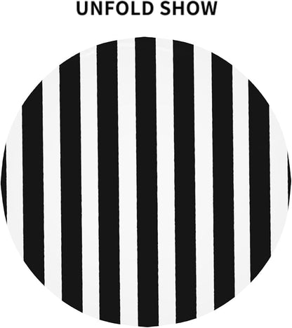 Sweetshow Black and White Stripes Tablecloth Round 60 Inch,Geometric Line Polyester Circle Table Cloth,Wrinkle Stain Resistant Washable Table Cover for Kitchen Dining Room Holiday Party Picnic Patio