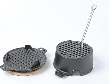 HAWOK Pre-seasoned Hibachi Grill, Charcoal Grill for Outdoor Camping BBQ Cooking………