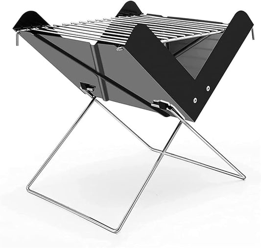 BBQ Grill Barbeque Grill Portable Charcoal Grill Charcoal Barbecue Grill Outdoor BBQ Grill Cooking Stainless Steel Folding Camping Grill Barbeque Grill Camping (Black)