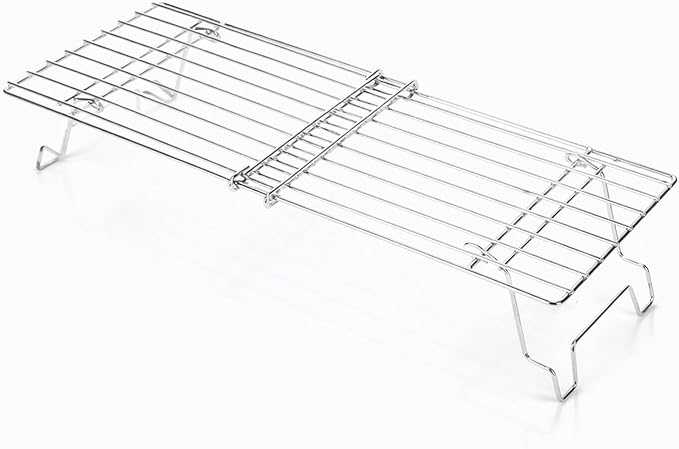 15.3"-22.1" Adjustable Foldable Universal Stainless Steel Grill Warming Rack - Fits Gas/Pellet/Griddle/Smoker Grills, Compatible with Weber, Traeger, Pit Boss Hot Series