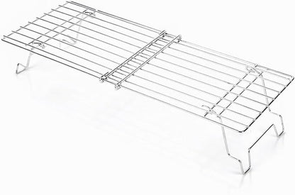15.3"-22.1" Adjustable Foldable Universal Stainless Steel Grill Warming Rack - Fits Gas/Pellet/Griddle/Smoker Grills, Compatible with Weber, Traeger, Pit Boss Hot Series