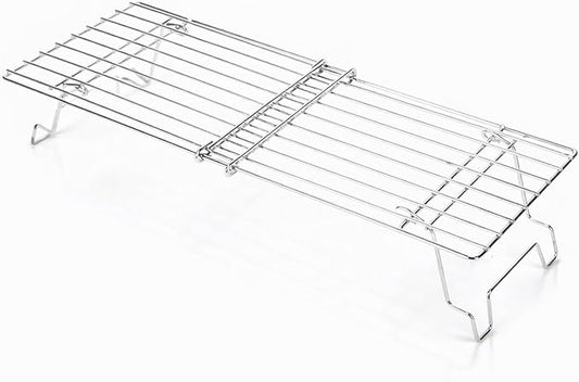 15.3"-22.1" Adjustable Foldable Universal Stainless Steel Grill Warming Rack - Fits Gas/Pellet/Griddle/Smoker Grills, Compatible with Weber, Traeger, Pit Boss Hot Series