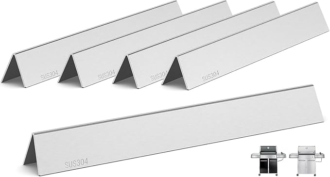 QuliMetal SUS304 24.5 Inch Flavorizer Bars for Weber Genesis 300 Series Grills with Side Controls Knobs, Genesis E310 E320 S310 S320 EP310 EP320, 304 Stainless Steel Heat Plates for Weber 7539 7540