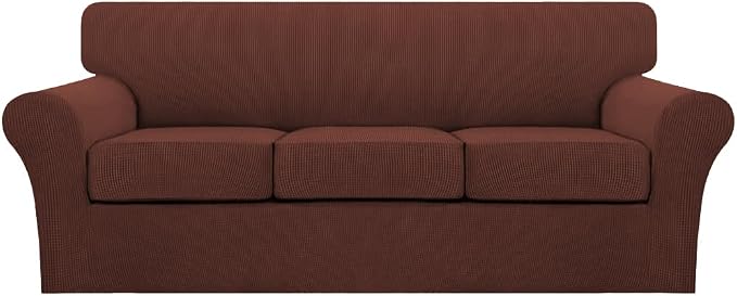 Turquoize 4 Piece Sofa Covers for 3 Cushion Couch Sofa Slipcover Soft Couch Cover for Dogs-Washable Sofa Furniture Cover with 3 Individual Cushion Covers (3 Cushion Sofa, Burnt Brick)