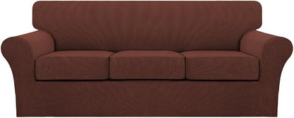 Turquoize 4 Piece Sofa Covers for 3 Cushion Couch Sofa Slipcover Soft Couch Cover for Dogs-Washable Sofa Furniture Cover with 3 Individual Cushion Covers (3 Cushion Sofa, Burnt Brick)