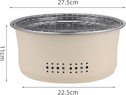 SANQIAHOME Stainless Steel Charcoal Portable Barbecue Grill, 10.5 Inches Non-Stick, Round, Barbecue or Hot Pot, Boiling Water, Charcoal Stove for Home Party Outdoor Camping