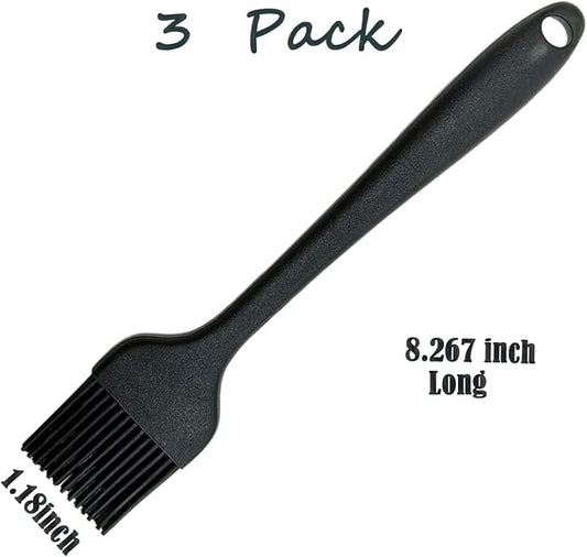 Pastry Brush For Baking,Silicone Basting Brush For Cooking,315°C Heat Resistant Food Brush for Oil & Sauce,Non-Shedding for Kitchen Butter Bread Meat Egg Wash Cake Baster(3pc Red Black Purple)