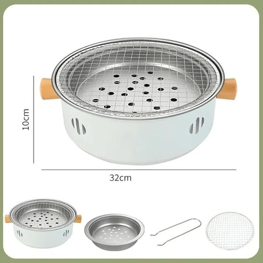 Portable Charcoal BBQ Grill, Mini Barbecue Stove for Outdoor Camping, Beach, Picnic, and Backyard Use(White)
