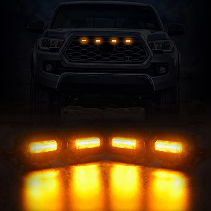 1Set Car LED Front Grill Lights External Grill Lamp Smoke Replacement Parts Car Accessories, Black, 500351180