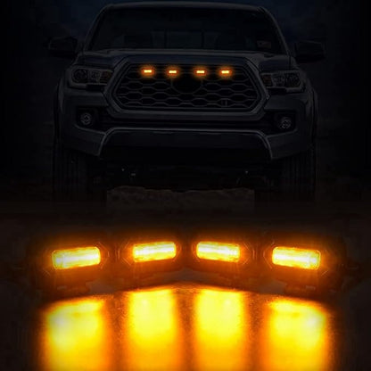 1Set Car LED Front Grill Lights External Grill Lamp Smoke Replacement Parts Car Accessories, Black, 500351180