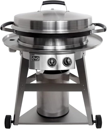 evo Professional Series Gas Grill on Cart (10-0002-LP), Seasoned Steel Cooktop, Propane