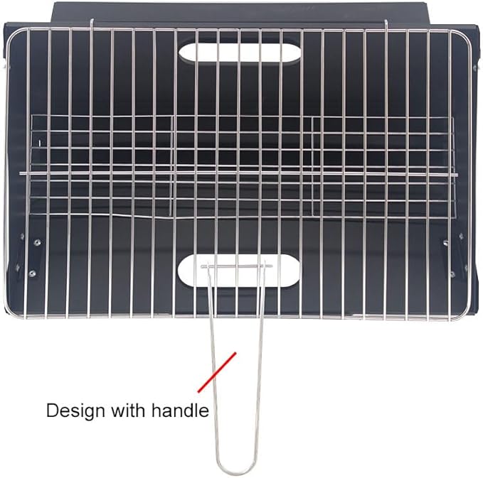 Charcoal Grills, Portable Metal Barbecue Grill, Small BBQ Grill for Adult, Folding Tabletop Grill for Outdoor Cooking Camping Beach Traveling Picnic Backyard, Black
