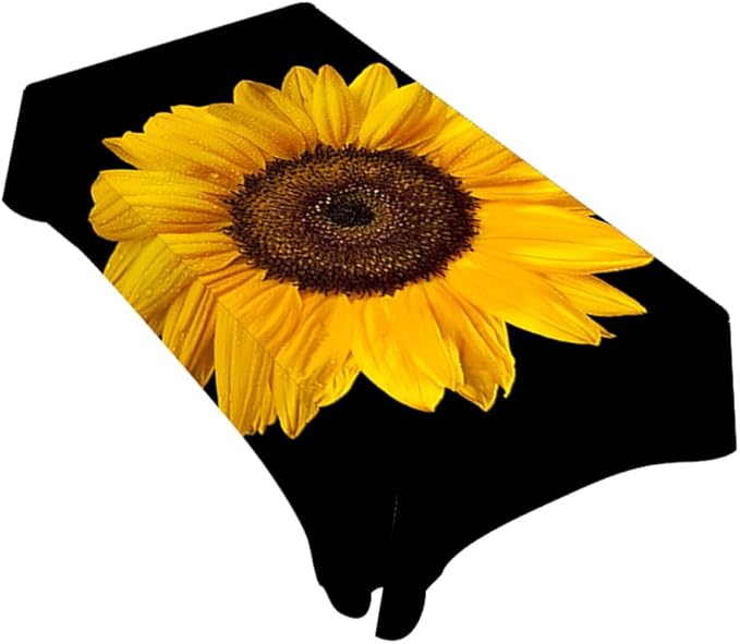 TKS MITLAN Sunflower Tablecloth 60x84 Inch Rectangular Petal Bloom Plant Yellow Flower Dark Elegant Botanical Oblong Table Cloth Kitchen Table Decorations for Home Dinner Party