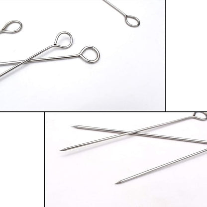 8 Inch Metal Kabob Skewers, BBQ Skewers,Reusable Stainless Steel Barbecue Skewer Sticks for Grilling Kebob Meat Chicken Vegetable Appetiser,Pack of 30 (8 inch Skewers 30P)
