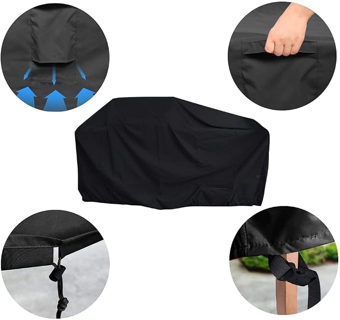 86 Inch Island BBQ Grill Head Cover Heavy Duty Waterproof | Outdoor Kitchen BBQ Cover, Black