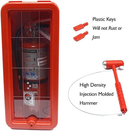 Cato 10551-H Red Plastic Chief Fire Extinguisher Cabinet for 2-1/2 or 5 lb. Extinguisher, with Hammer and Cylinder Lock