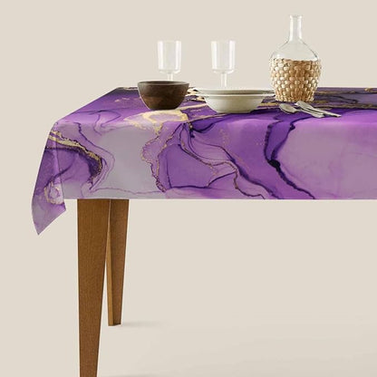 TKS MITLAN Purple Ink Gold Powder Decorative Rectangle Tablecloth Ripple Textures Creative Art Polyester Table Cloths Kitchen Table Cover for Dining BBQ Picnic Coffee Table 60 x 84 Inch 6-8 Seats