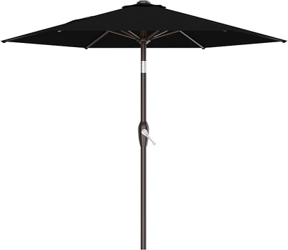 AreShark 7.5FT Patio Umbrella Table Market Umbrella w/Tilt and Crank, Heavy-Duty Outdoor Umbrellas for Pool, Deck, Garden and Backyard, Black