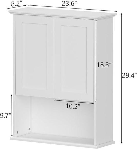 Bathroom Wall Cabinet, Over The Toilet Storage Cabinet, 24x30 Inch Bathroom Medicine Cabinet with 2 Door & Adjustable Shelves, Bathroom Cabinet Wall Mounted, for Laundry Room, Kitchen